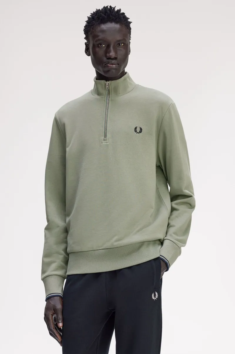 Fred Perry Half Zip Sweatshirt Bayleaf-5