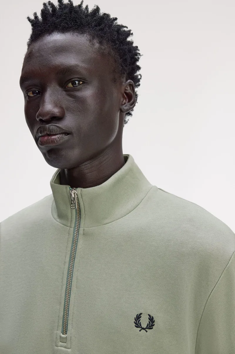 Fred Perry Half Zip Sweatshirt Bayleaf-1