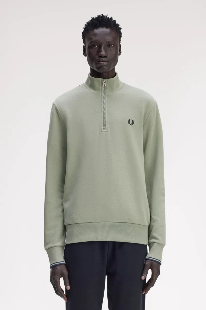 Fred Perry Half Zip Sweatshirt Bayleaf-2