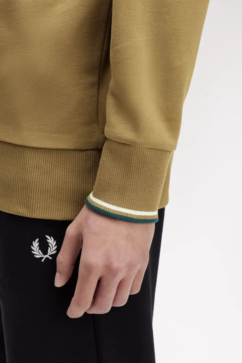 Fred Perry Half Zip Sweatshirt Shaded Stone / Dark Petrol-7