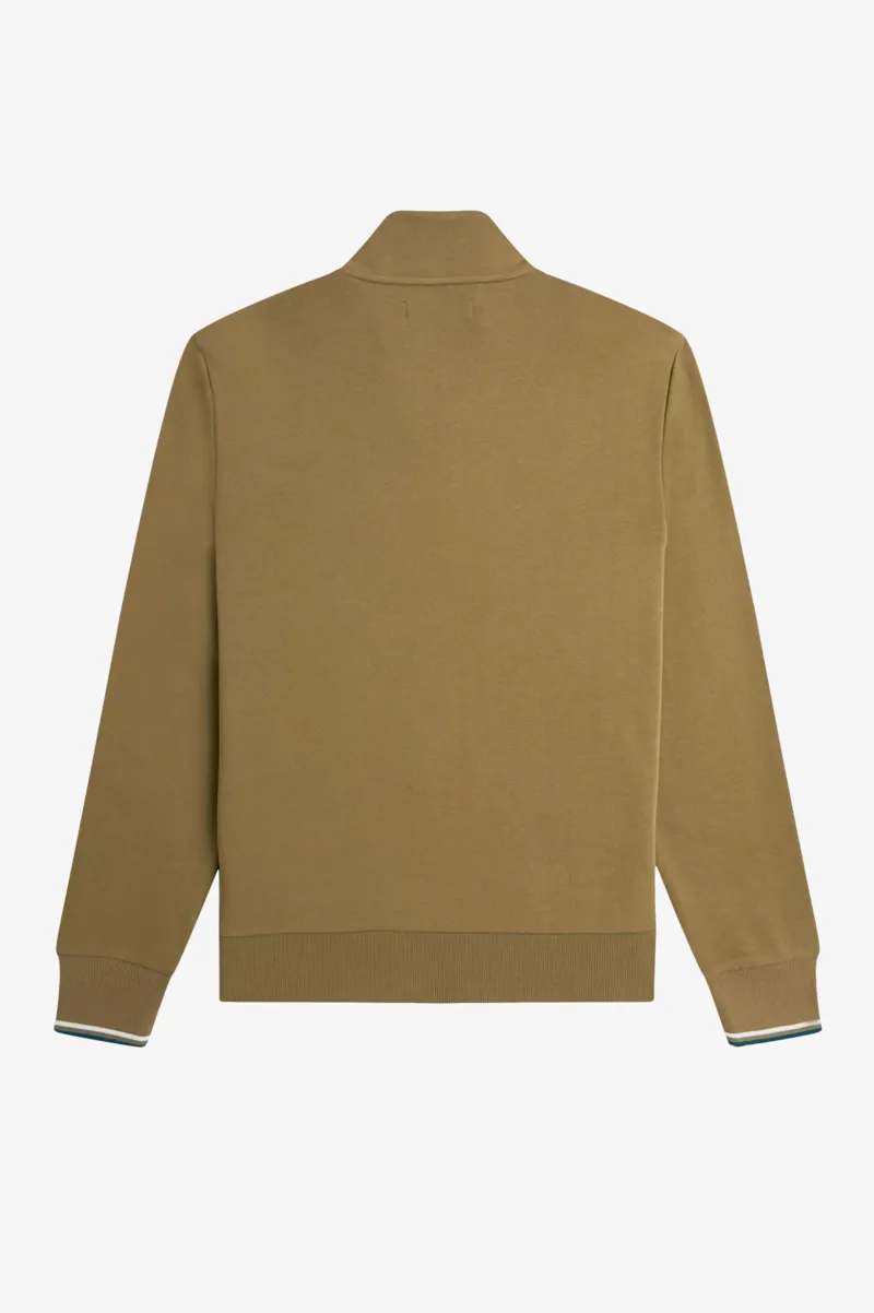 Fred Perry Half Zip Sweatshirt Shaded Stone / Dark Petrol-8