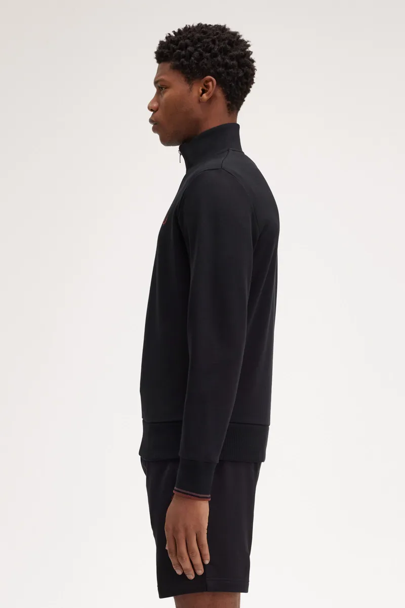 Fred Perry Half Zip Sweatshirt Black / Whiskey Brown XXL ONLY -2