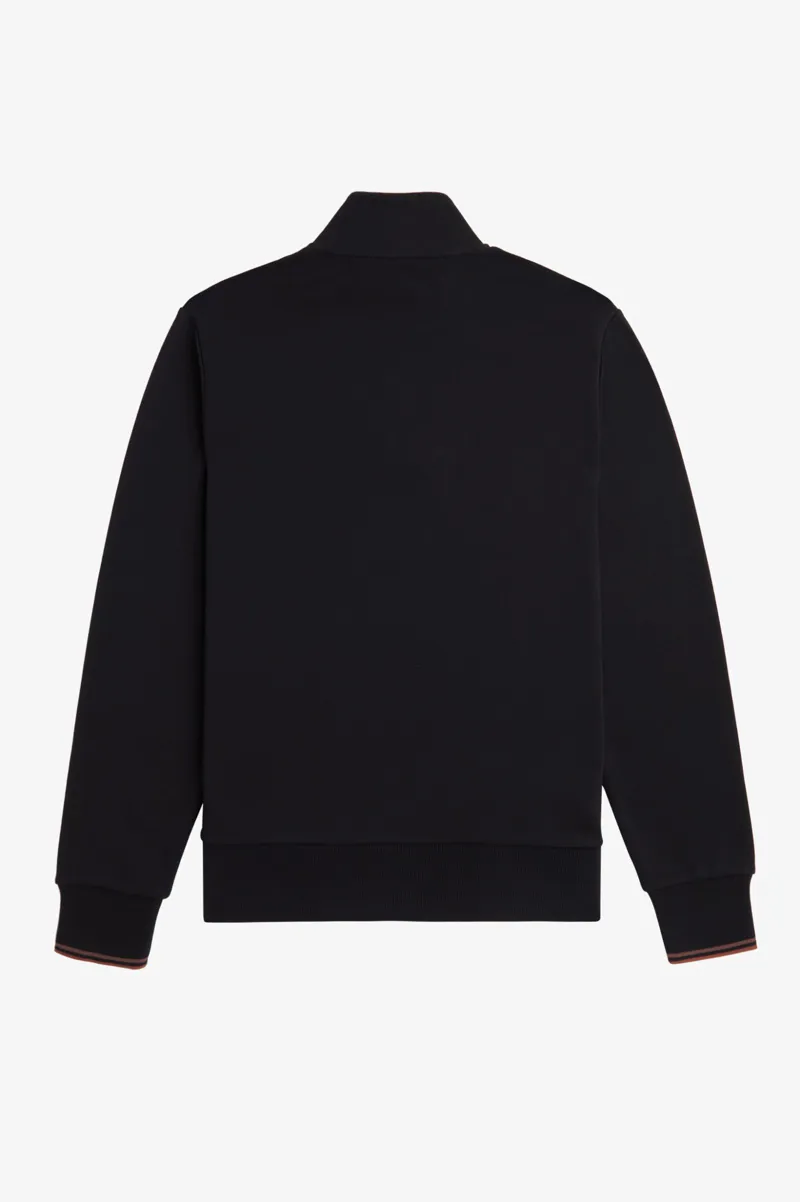 Fred Perry Half Zip Sweatshirt Black / Whiskey Brown XXL ONLY -7