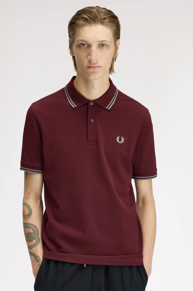Fred Perry M3600-08B Polo T-shirt Oxblood / Stockport Blue-3
