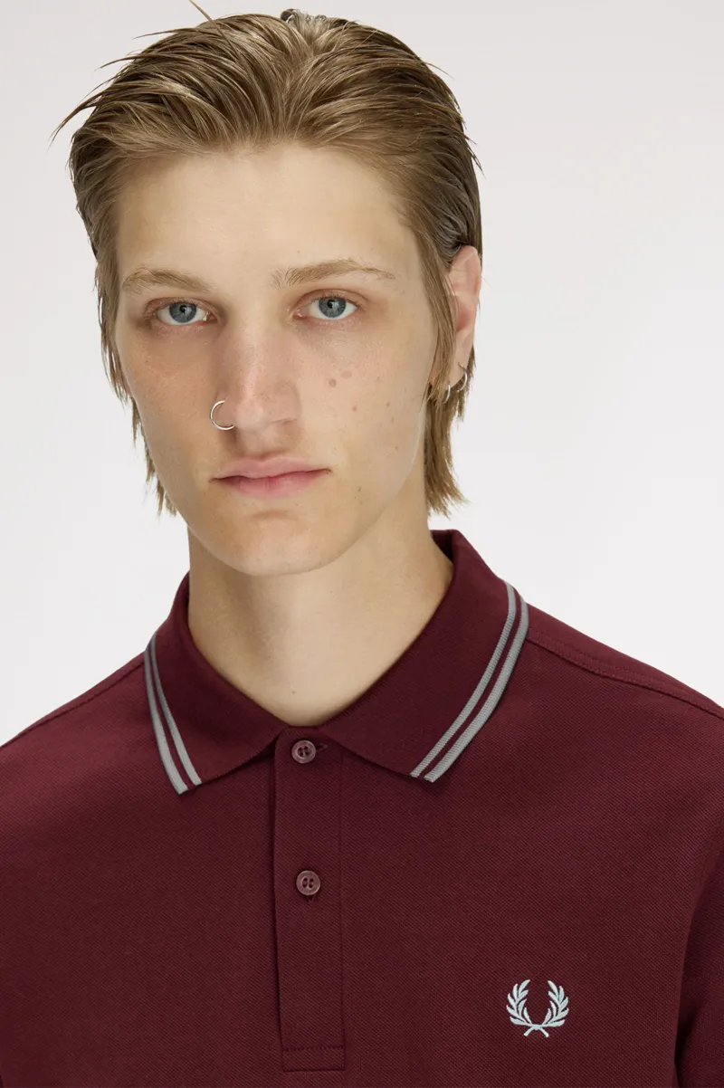 Fred Perry M3600-08B Polo T-shirt Oxblood / Stockport Blue-5