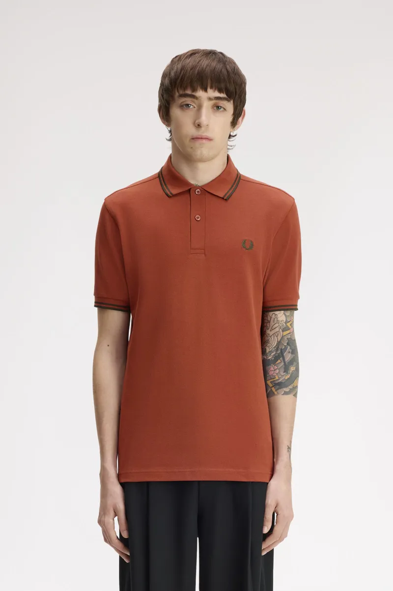 Fred Perry M3600-81C Polo T-shirt Brandy / Night Green / Night Green-1