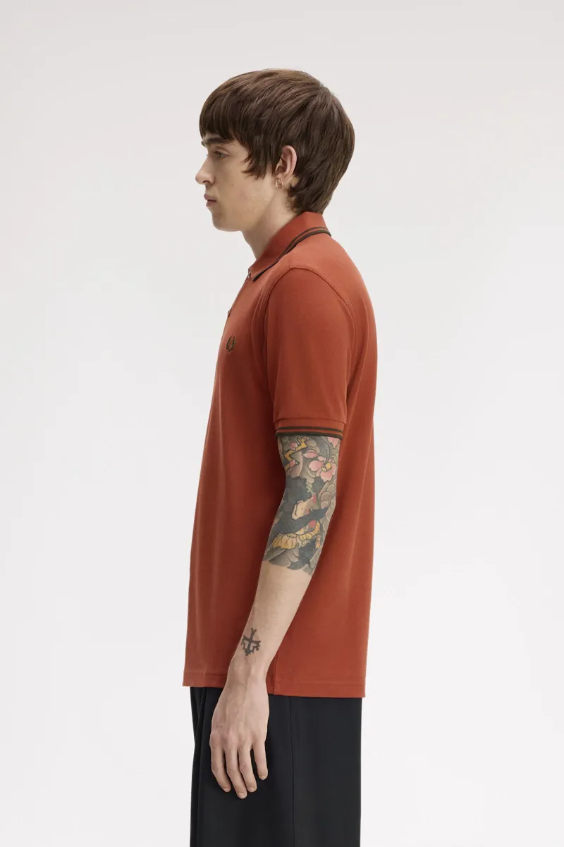 Fred Perry M3600-81C Polo T-shirt Brandy / Night Green / Night Green-2