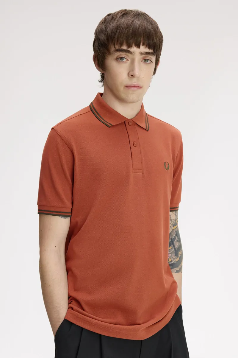 Fred Perry M3600-81C Polo T-shirt Brandy / Night Green / Night Green-4