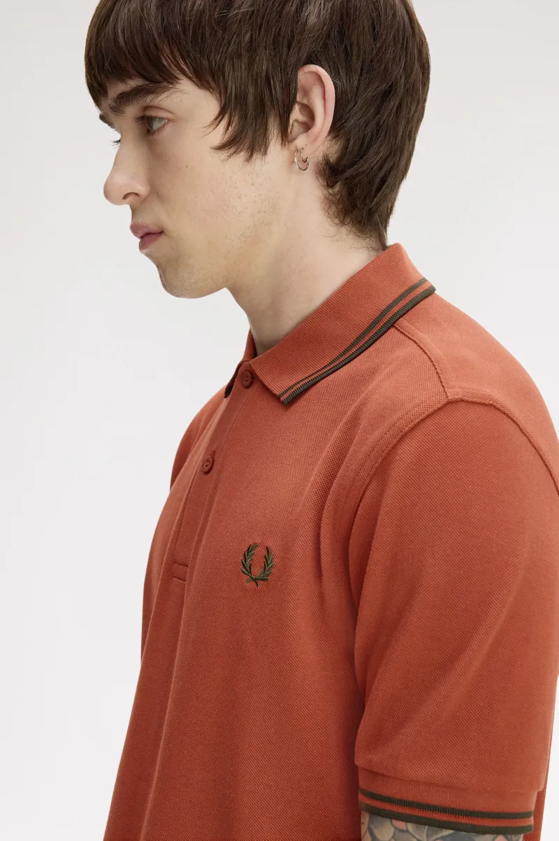 Fred Perry M3600-81C Polo T-shirt Brandy / Night Green / Night Green-5