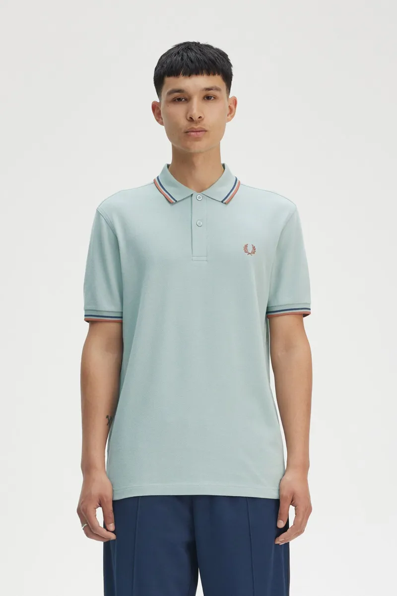 Fred Perry M3600 Y26  Polo T-shirt Silver Blue-3