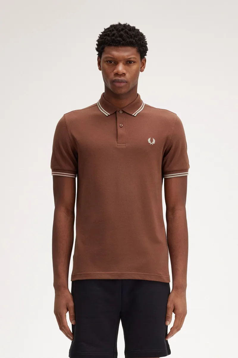Fred Perry M3600-W52 Polo T-shirt Whiskey Brown / Porridge-2