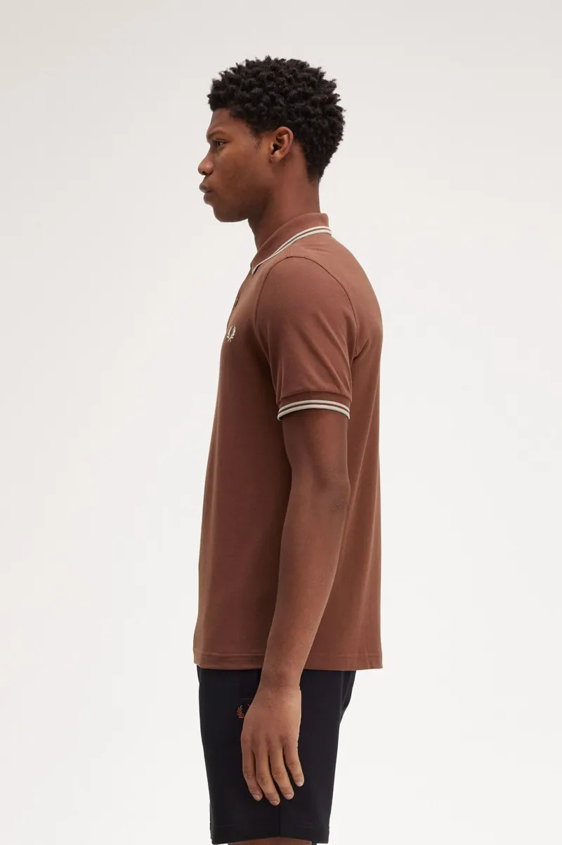 Fred Perry M3600-W52 Polo T-shirt Whiskey Brown / Porridge-4