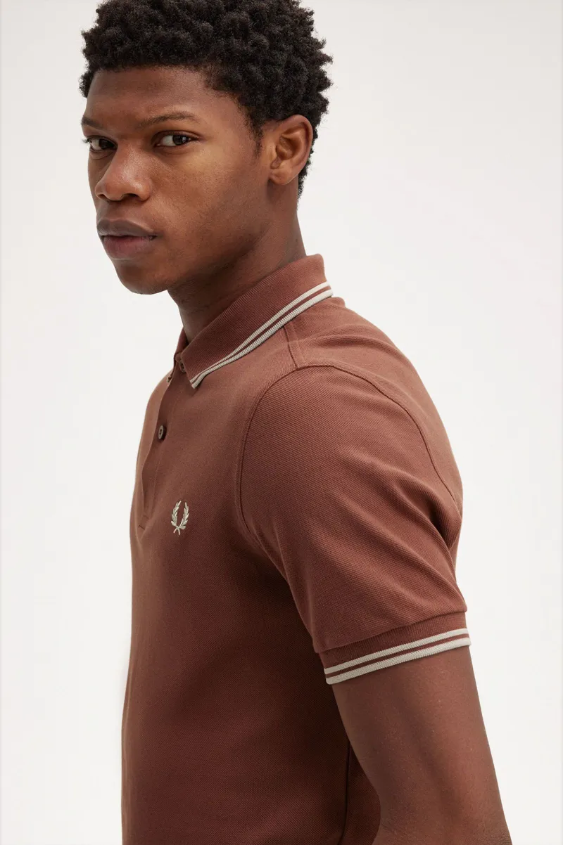Fred Perry M3600-W52 Polo T-shirt Whiskey Brown / Porridge-5