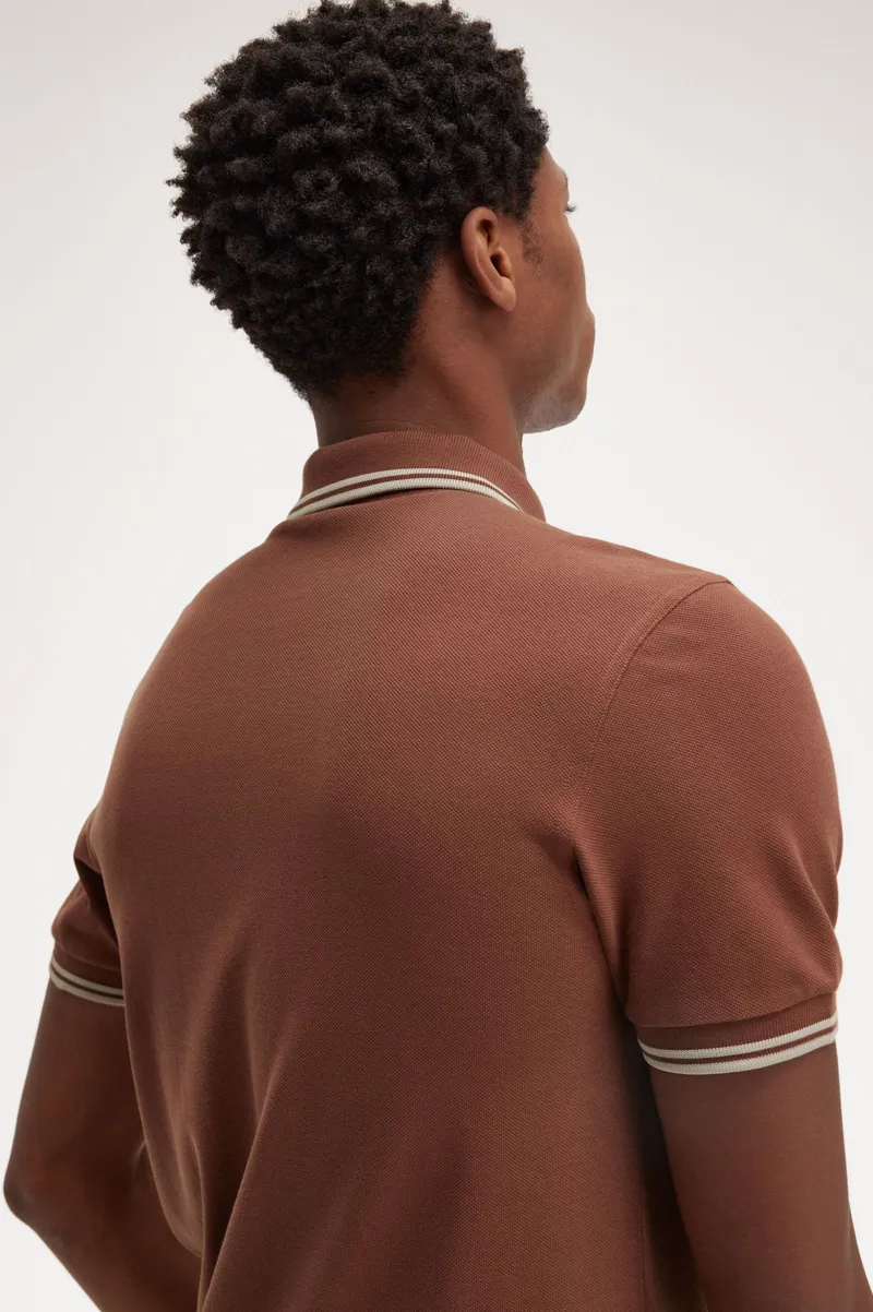 Fred Perry M3600-W52 Polo T-shirt Whiskey Brown / Porridge-6
