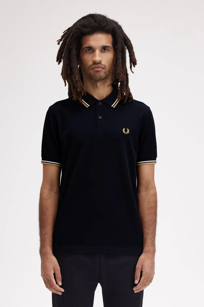 Fred Perry M3600-W53 Polo T-shirt Navy / Ecru / Honeycomb-2