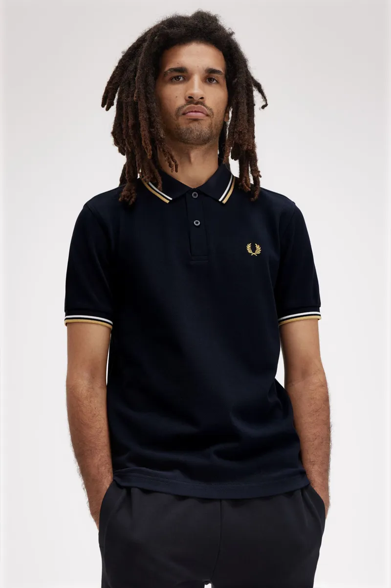 Fred Perry M3600-W53 Polo T-shirt Navy / Ecru / Honeycomb-4