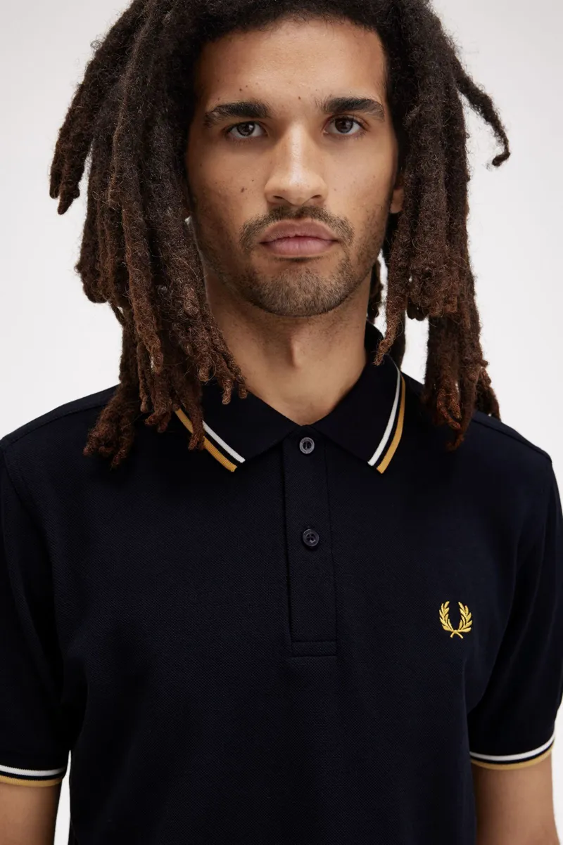 Fred Perry M3600-W53 Polo T-shirt Navy / Ecru / Honeycomb-5