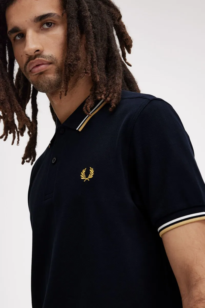 Fred Perry M3600-W53 Polo T-shirt Navy / Ecru / Honeycomb-6