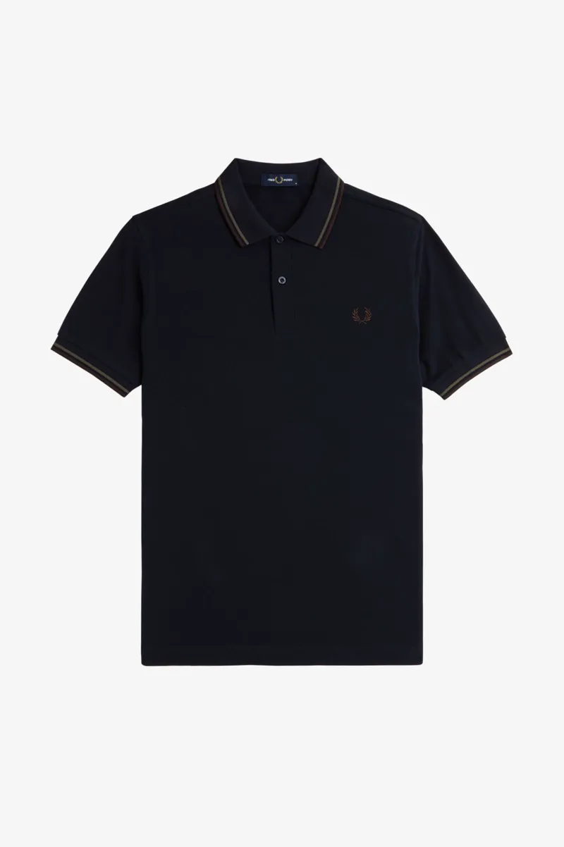 Fred Perry M3600-X21 Polo T-shirt Navy / Wreath Green / Brick-8