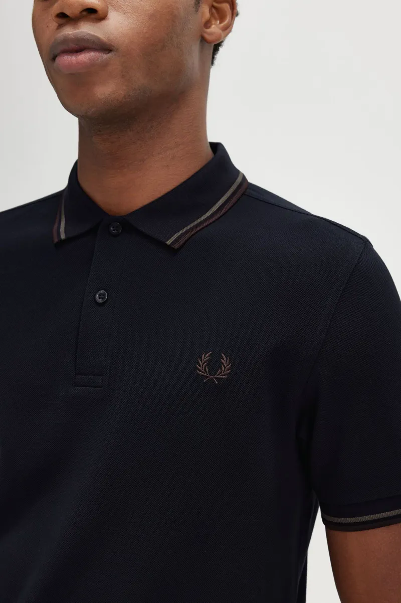 Fred Perry M3600-X21 Polo T-shirt Navy / Wreath Green / Brick-4