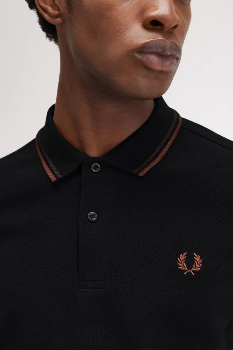 Fred Perry M3600-W68 Polo T-shirt Black/Carrington Brick/Whiskey Brown-4