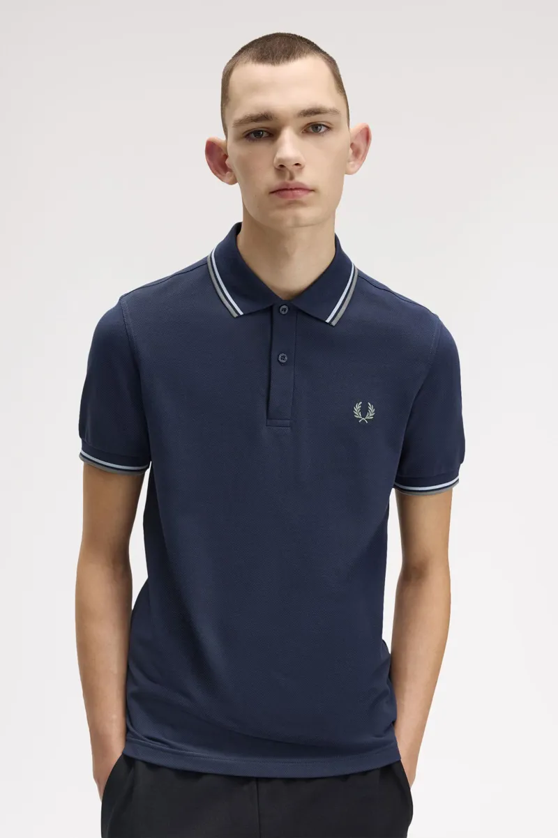 Fred Perry M3600-Z47 Polo T-shirt Dark Airforce / Ice / Bay Leaf-5