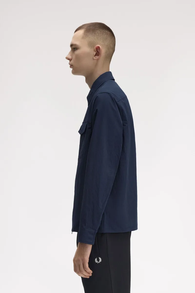 Fred Perry Lightweight Zip-Through Overshirt Dark Airforce-4