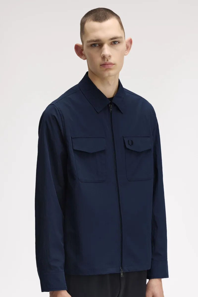 Fred Perry Lightweight Zip-Through Overshirt Dark Airforce-1
