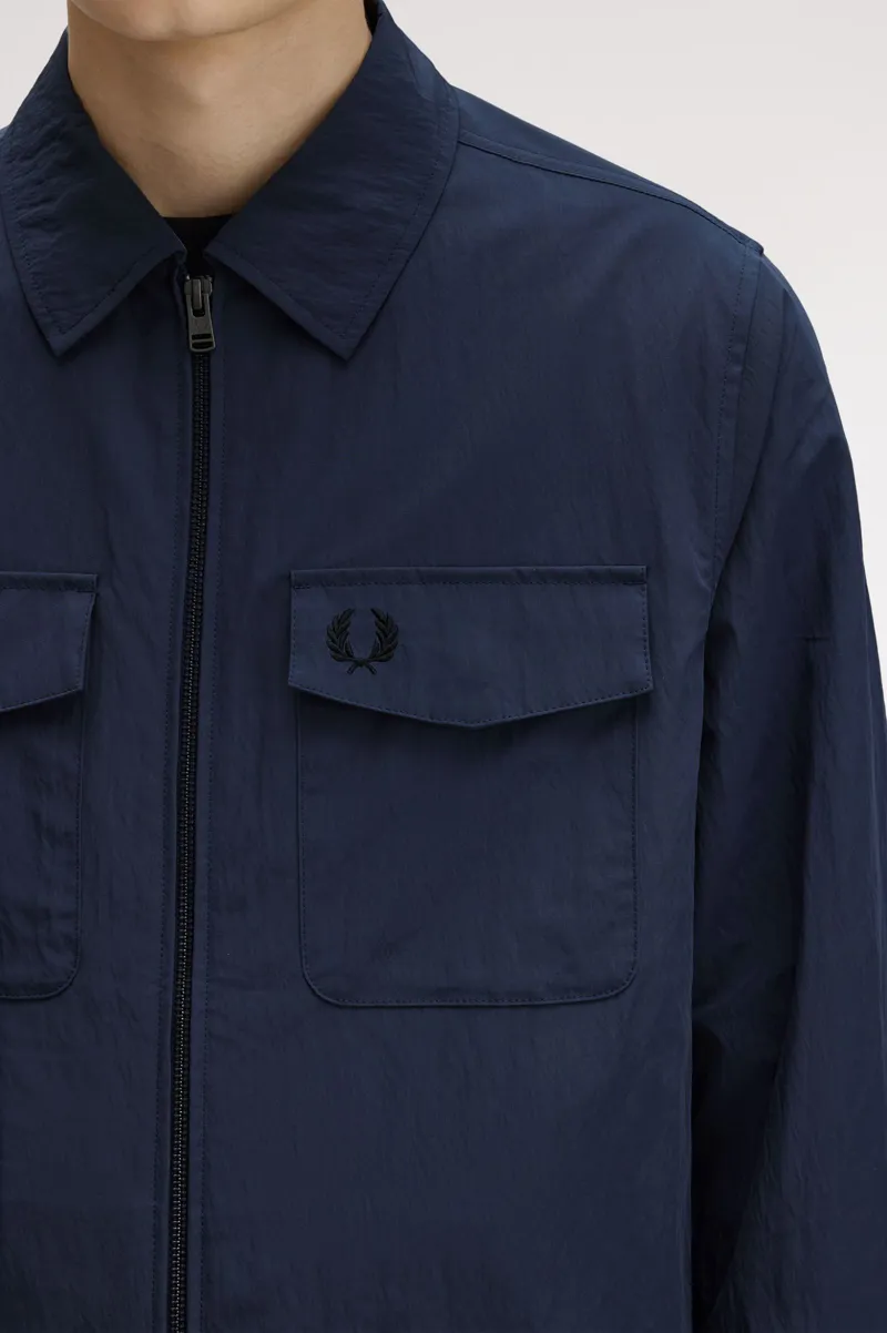 Fred Perry Lightweight Zip-Through Overshirt Dark Airforce-5