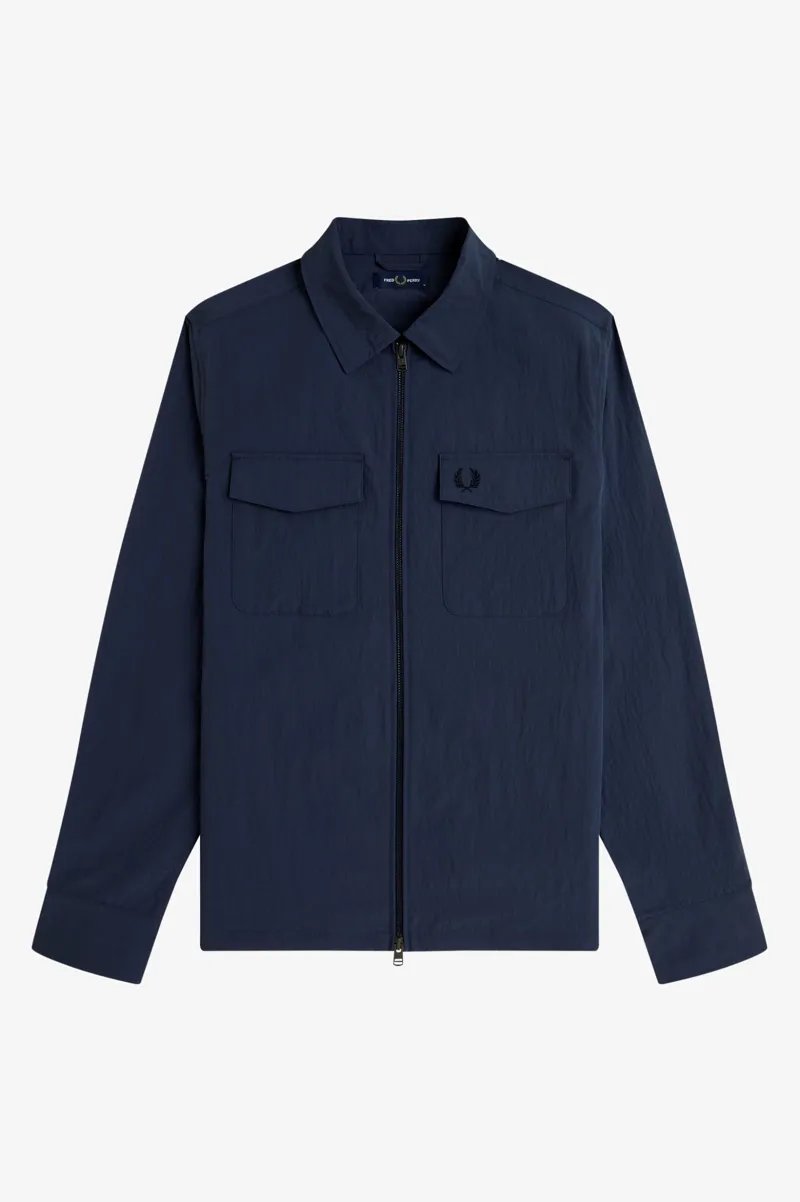 Fred Perry Lightweight Zip-Through Overshirt Dark Airforce-3