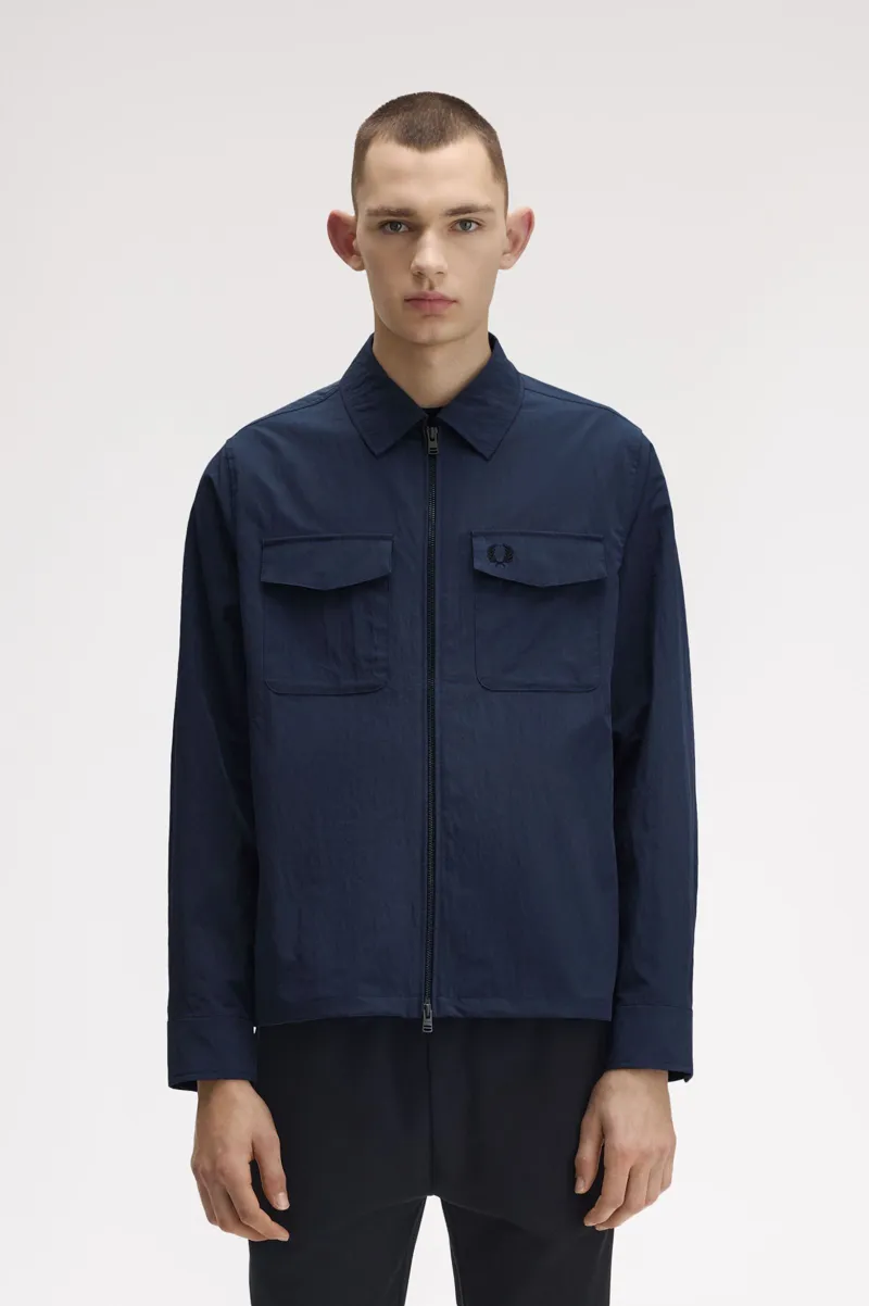 Fred Perry Lightweight Zip-Through Overshirt Dark Airforce-2