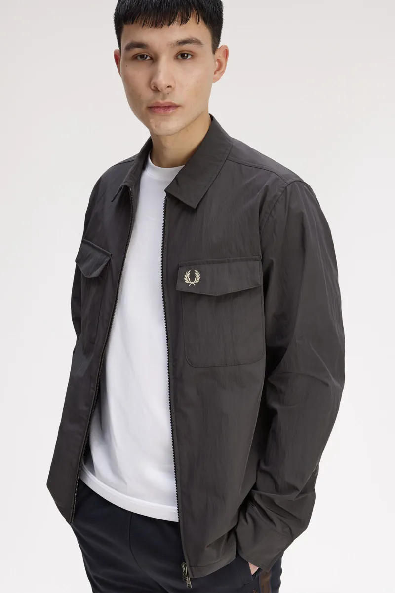 Fred Perry Lightweight Zip-Through Overshirt Anchor Grey-4
