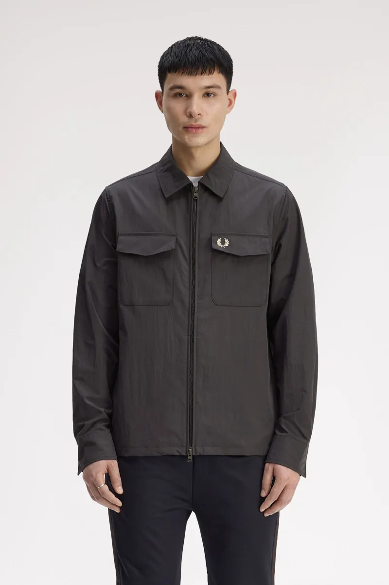 Fred Perry Lightweight Zip-Through Overshirt Anchor Grey-1