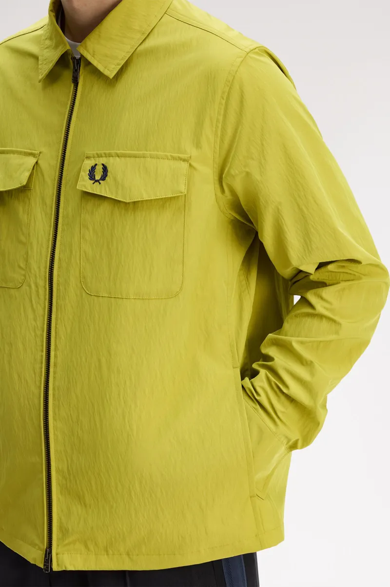 Fred Perry Lightweight Zip-Through Overshirt Tennis Ball Yellow-7