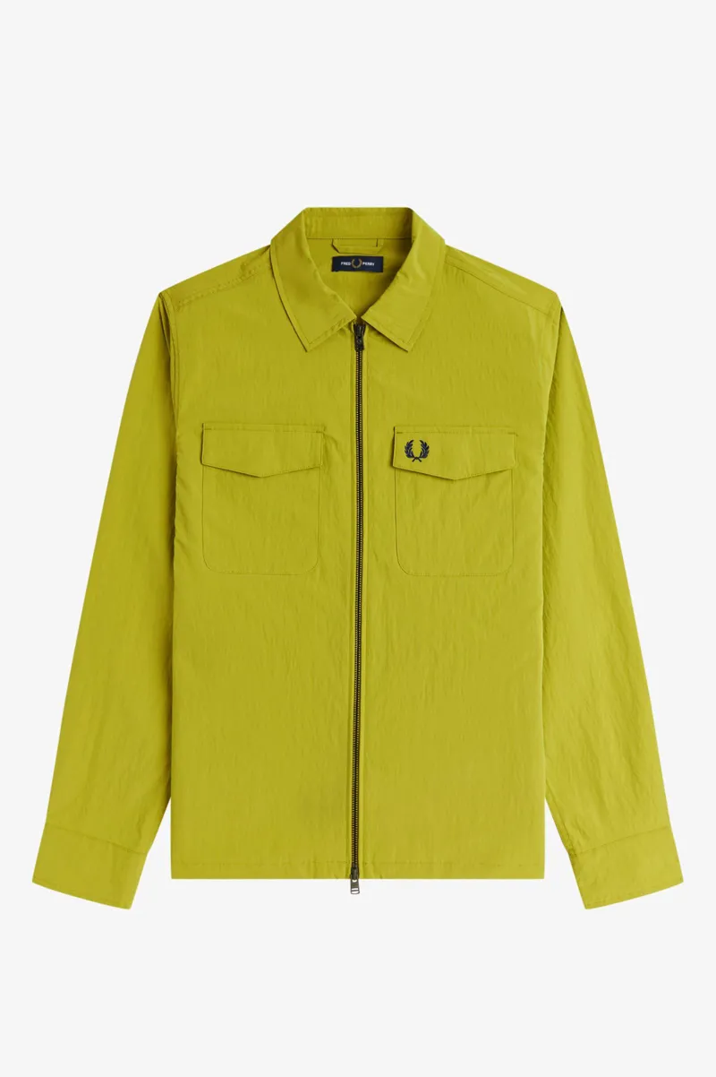Fred Perry Lightweight Zip-Through Overshirt Tennis Ball Yellow-10