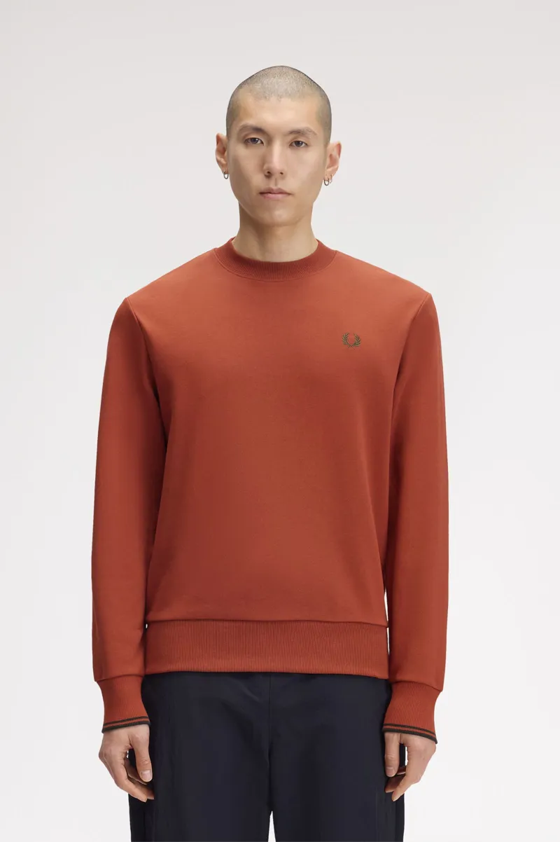 Fred Perry Crew Neck Sweatshirt Brandy-1