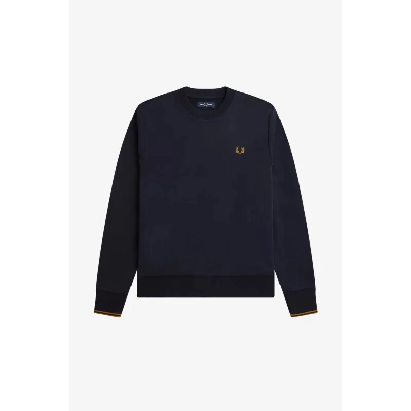 Fred Perry Crew Neck Sweatshirt Navy Caramel -7