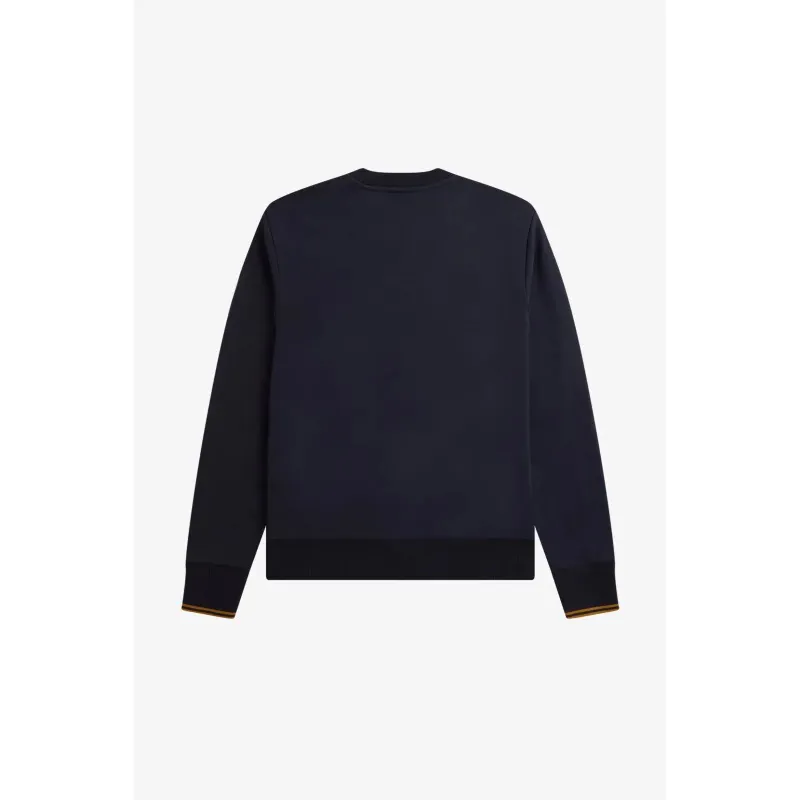Fred Perry Crew Neck Sweatshirt Navy Caramel -6