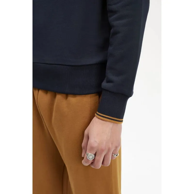 Fred Perry Crew Neck Sweatshirt Navy Caramel -2