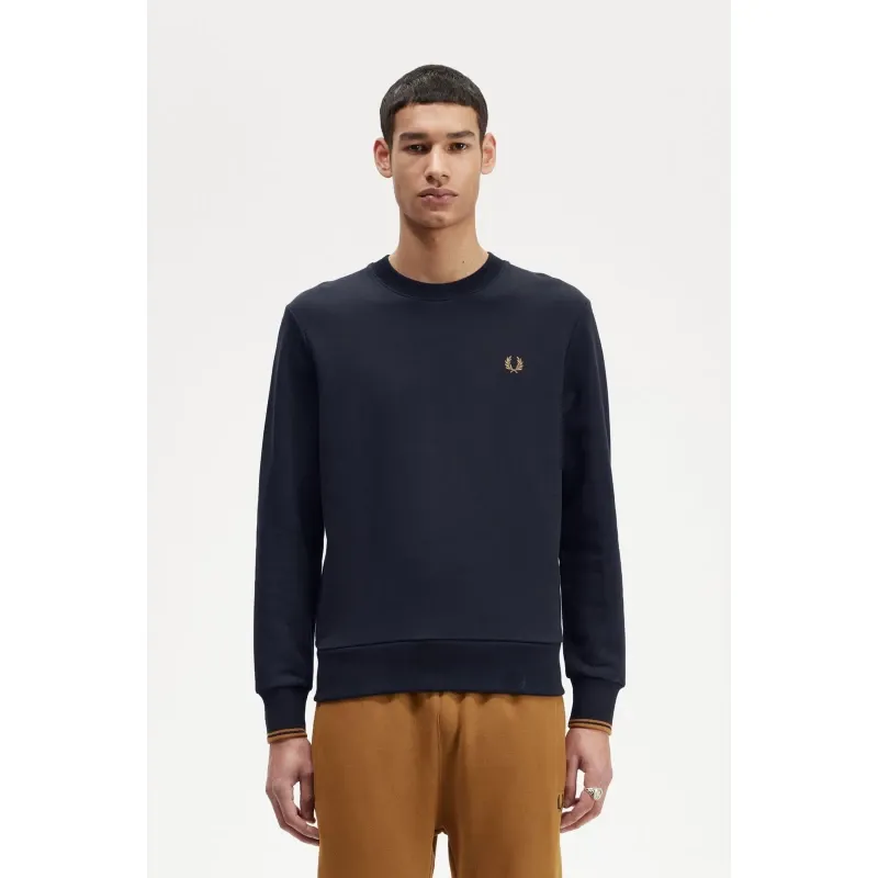 Fred Perry Crew Neck Sweatshirt Navy Caramel -4