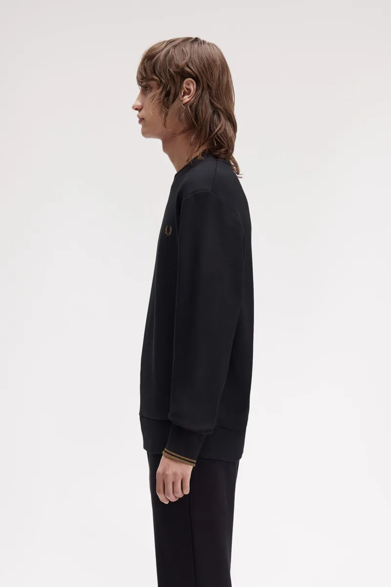 Fred Perry M7535-S77 Mens Crew Neck Sweatshirt Black Shaded Stone-4