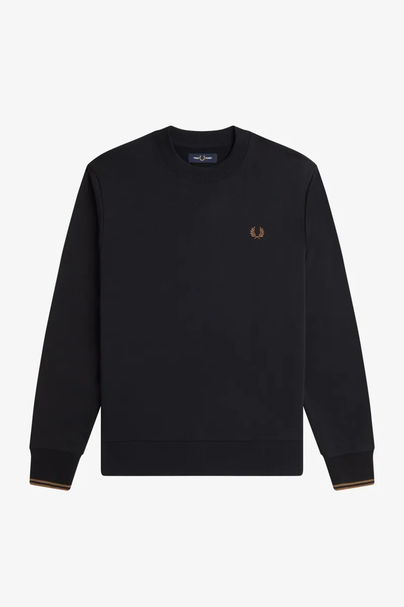 Fred Perry M7535-S77 Mens Crew Neck Sweatshirt Black Shaded Stone-3