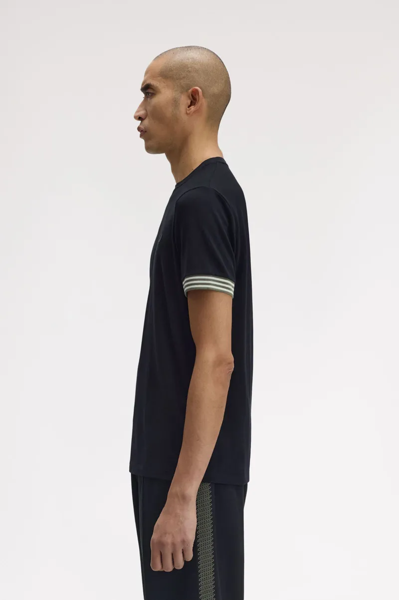 Fred Perry Striped Cuff T-Shirt Black -5