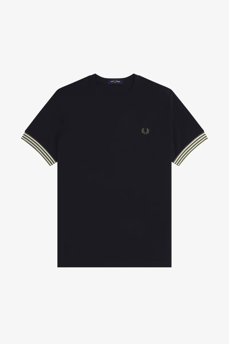Fred Perry Striped Cuff T-Shirt Black -3
