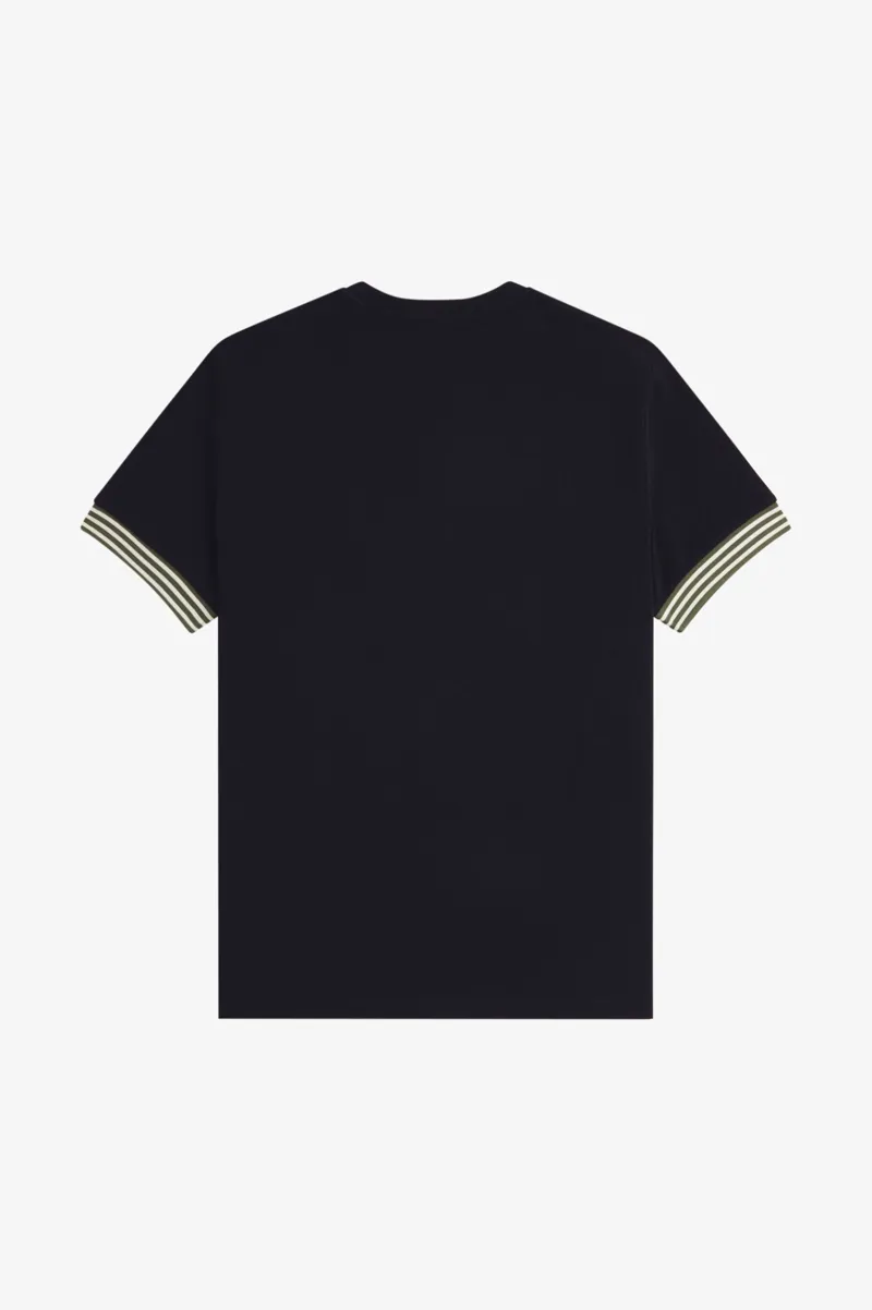 Fred Perry Striped Cuff T-Shirt Black -7