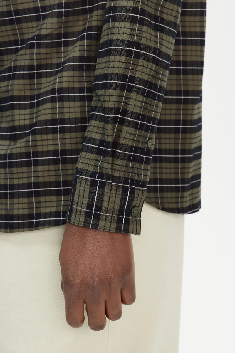 Fred Perry Brushed Oxford Tartan Check Shirt Laurel Wreath Green -4