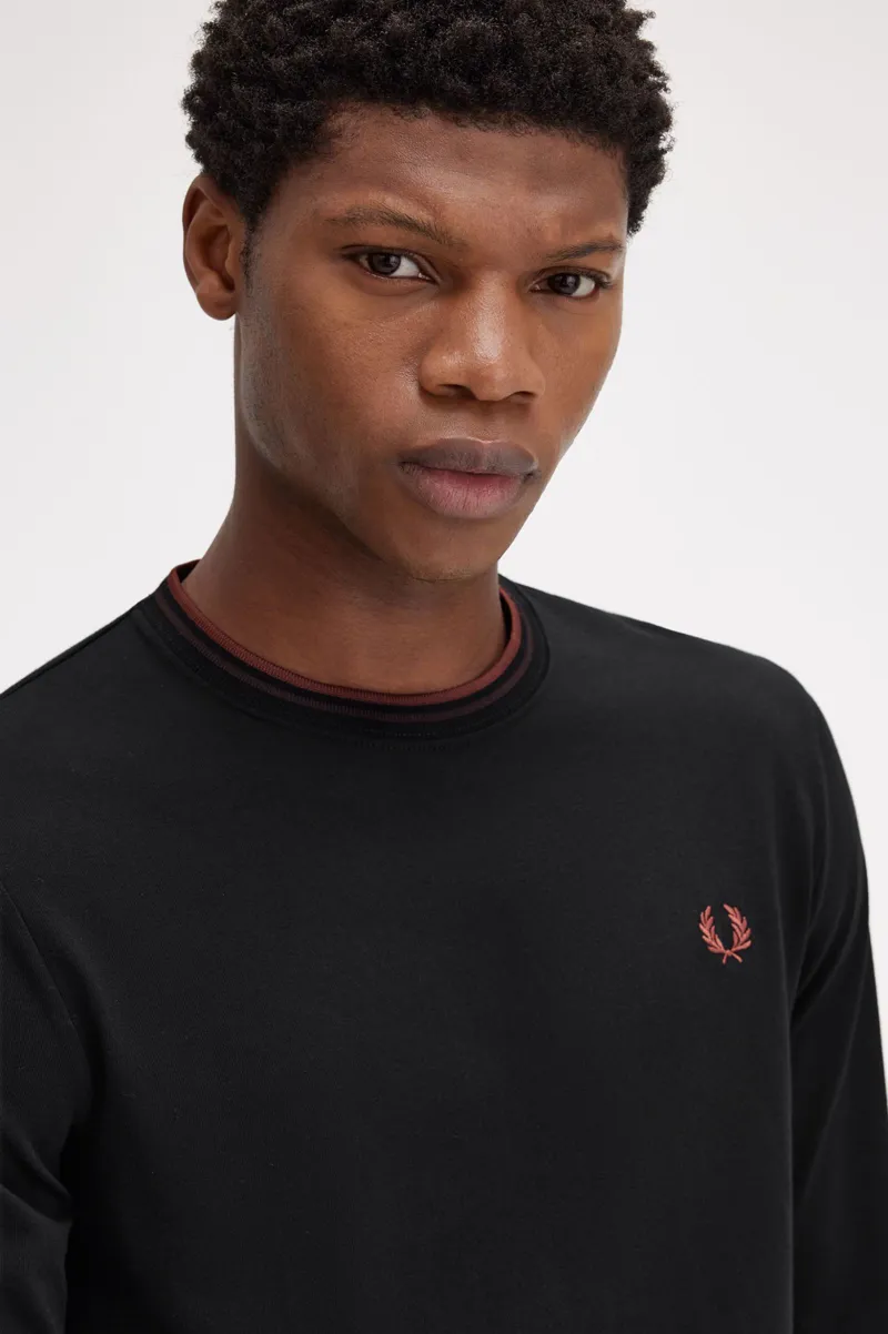Fred Perry Twin Tipped Long Sleeve T-shirt Black/Brown MEDIUM and XXL -4