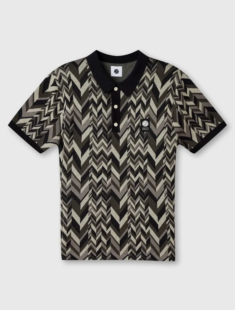 Pretty Green Starship Short Sleeve Knit Polo Black-5