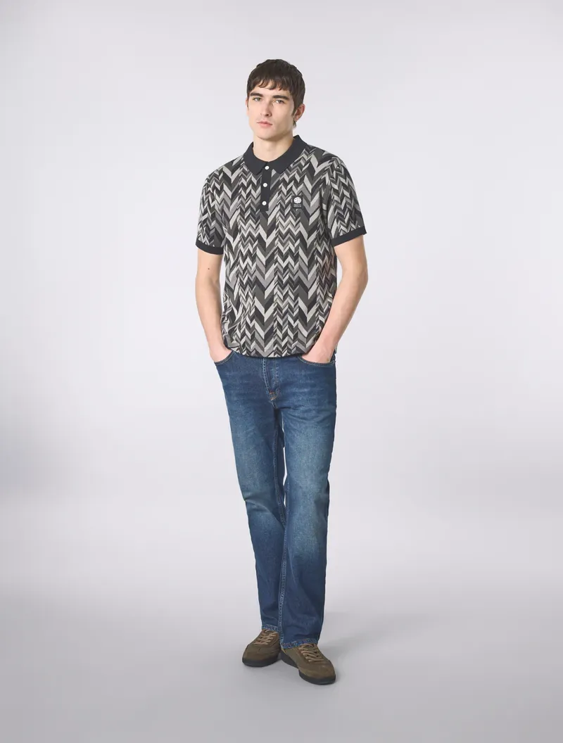 Pretty Green Starship Short Sleeve Knit Polo Black-1