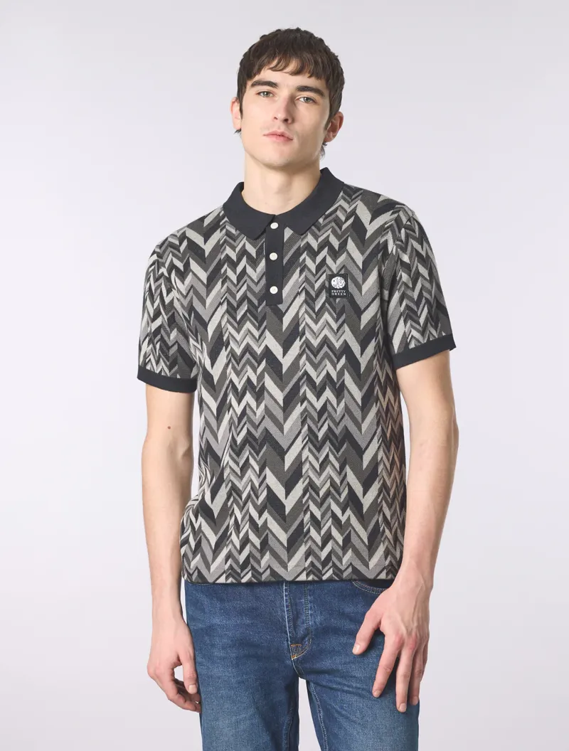 Pretty Green Starship Short Sleeve Knit Polo Black-2